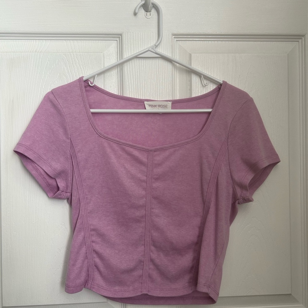 Pink Rose Ruched Crop Blouse in Pink